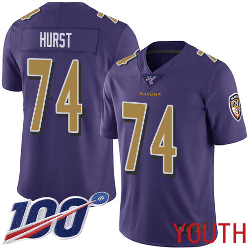Baltimore Ravens Limited Purple Youth James Hurst Jersey NFL Football 74 100th Season Rush Vapor Untouchable